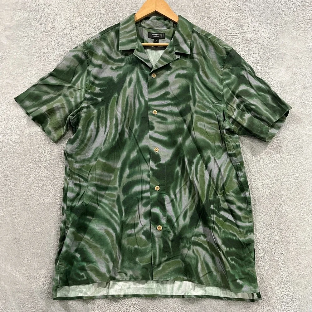 Banana Republic Resort Shirt Large Tall Floral Tropical Travel Camp Button Up